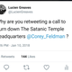 Illustration for article titled Satanic Temple Threatens to Sue Twitter for Religious Discrimination After They Were Threatened With Arson